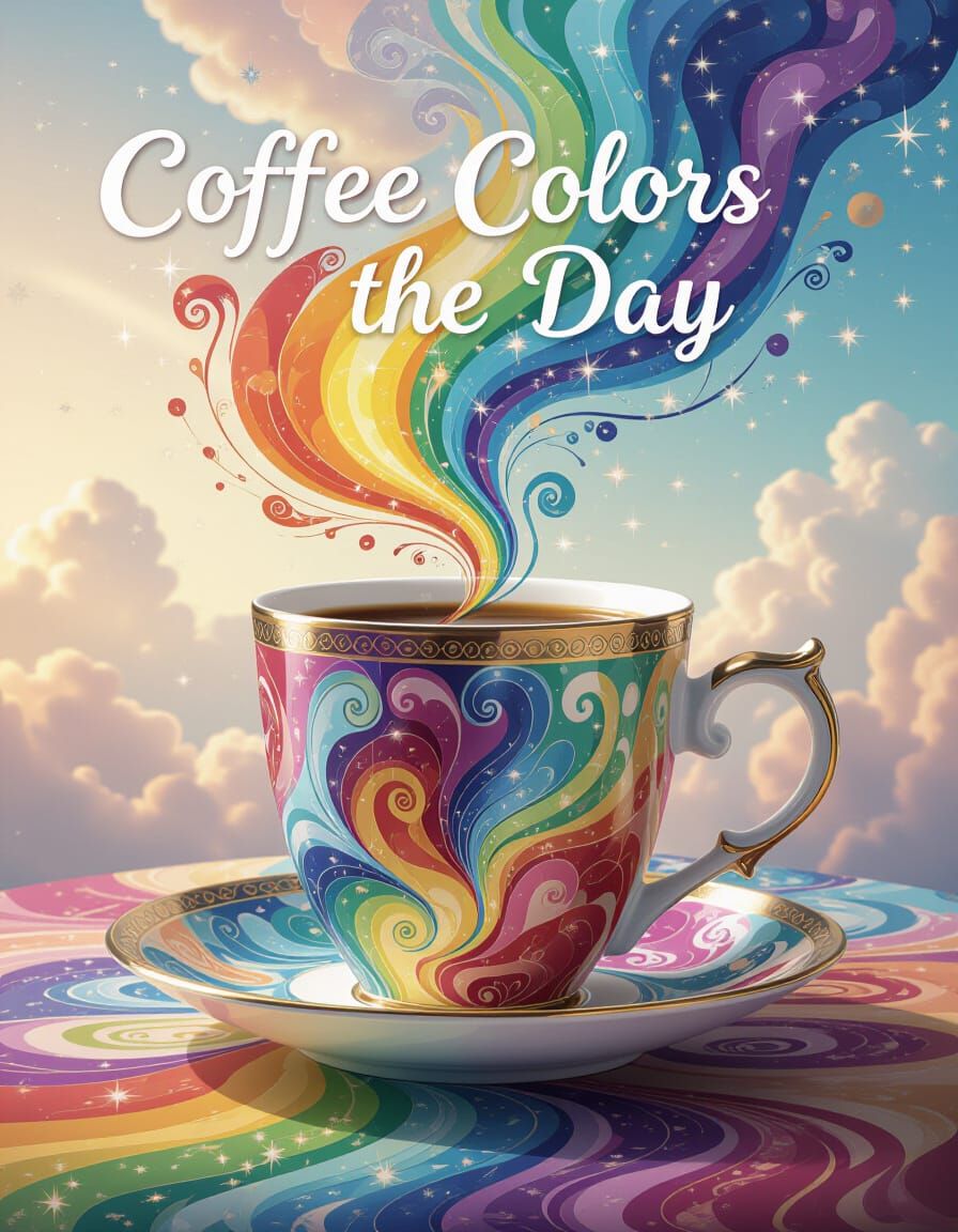 Vibrant Colors Swirl from Ornate Coffee Mug