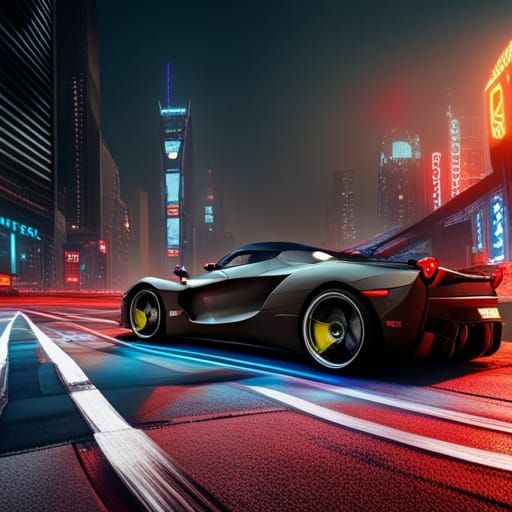 Ferrari LaFerrari in Cyberpunk 2099 Neon Scene