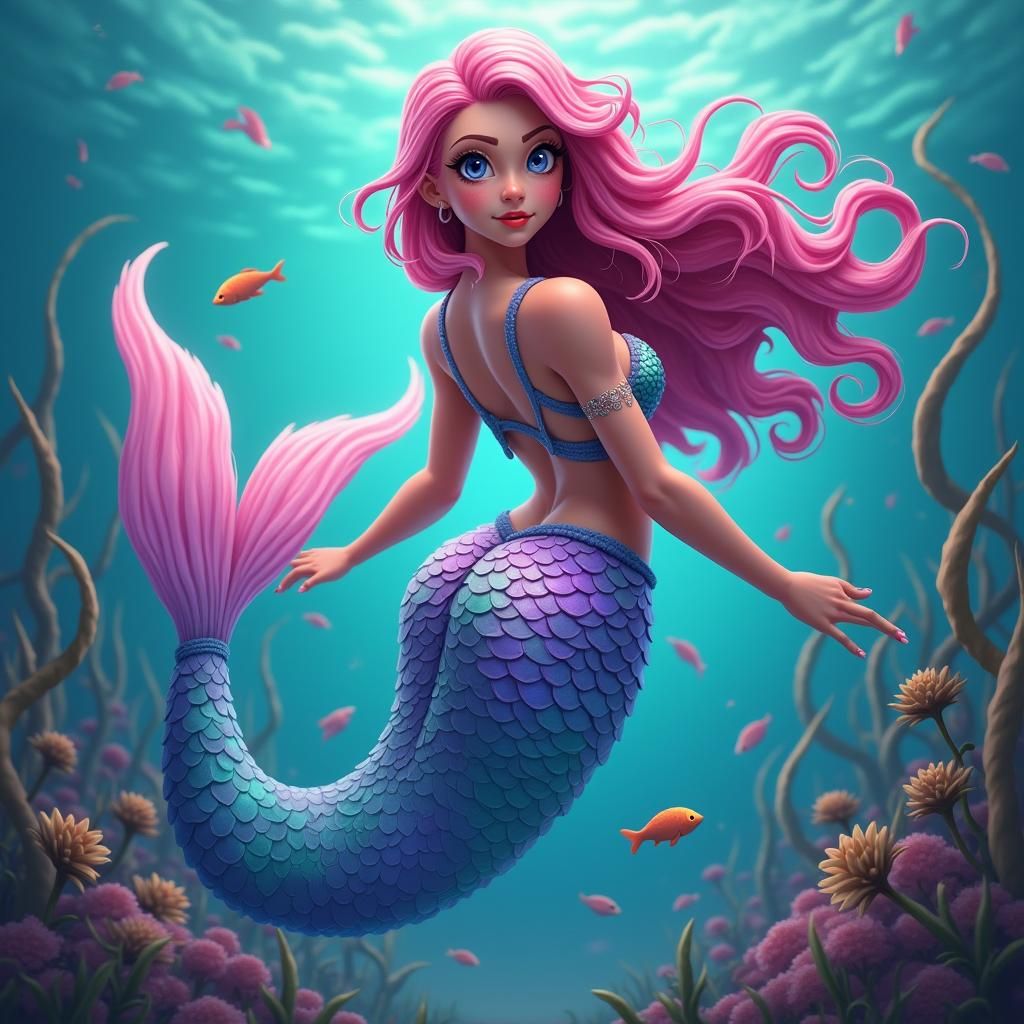 Rainbow Mermaid in Fantasy Concept Art Style