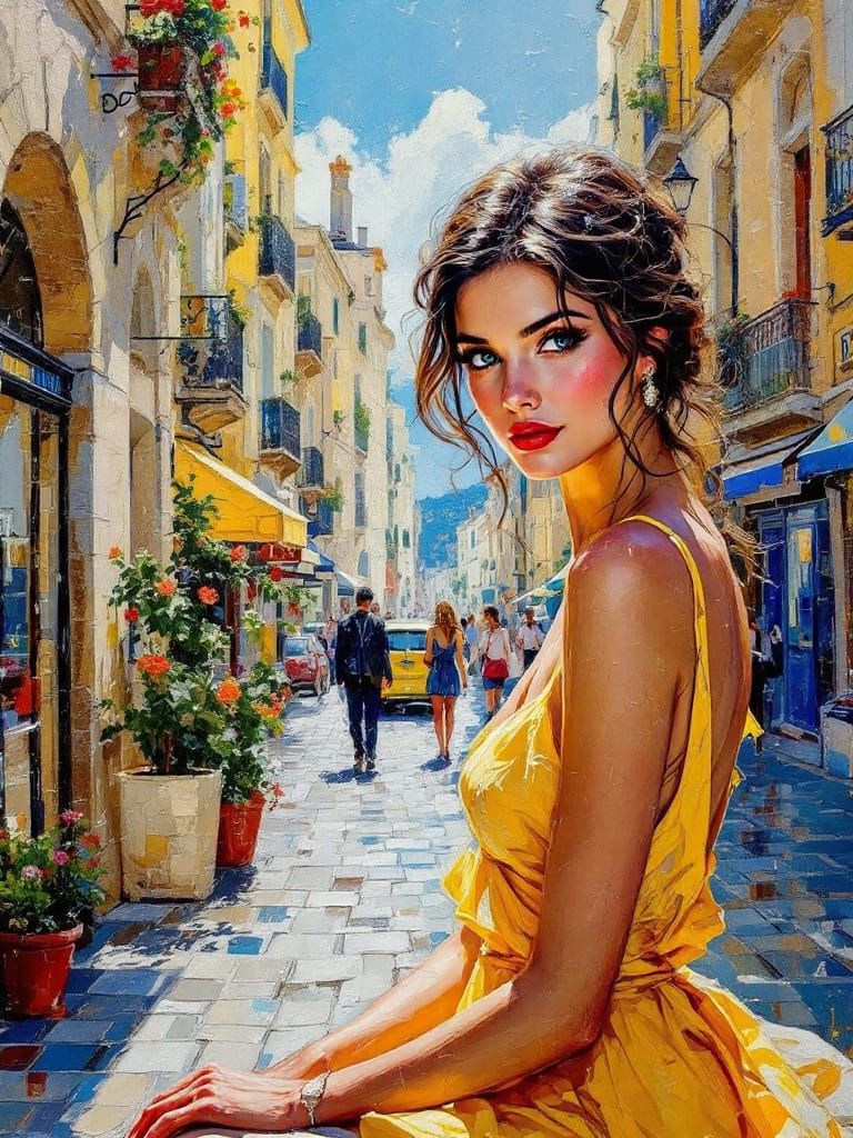 Pin-Up Figure Study in Paris with Impressionist Wax Encausti...