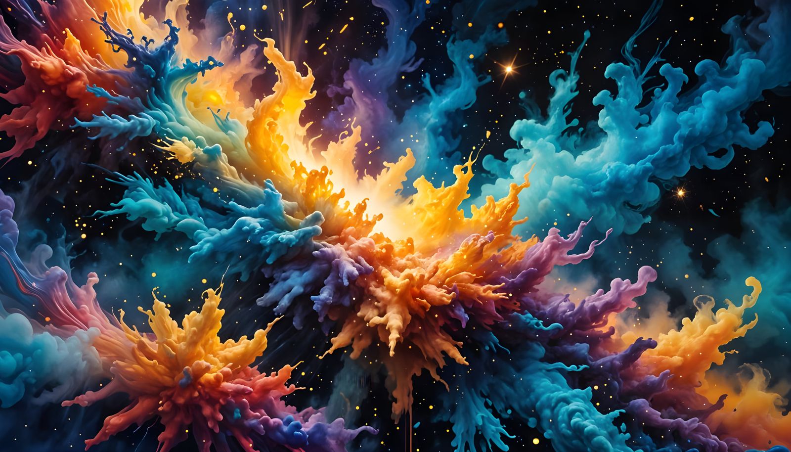 Cosmic Vortex in Vibrant Oil and Ink