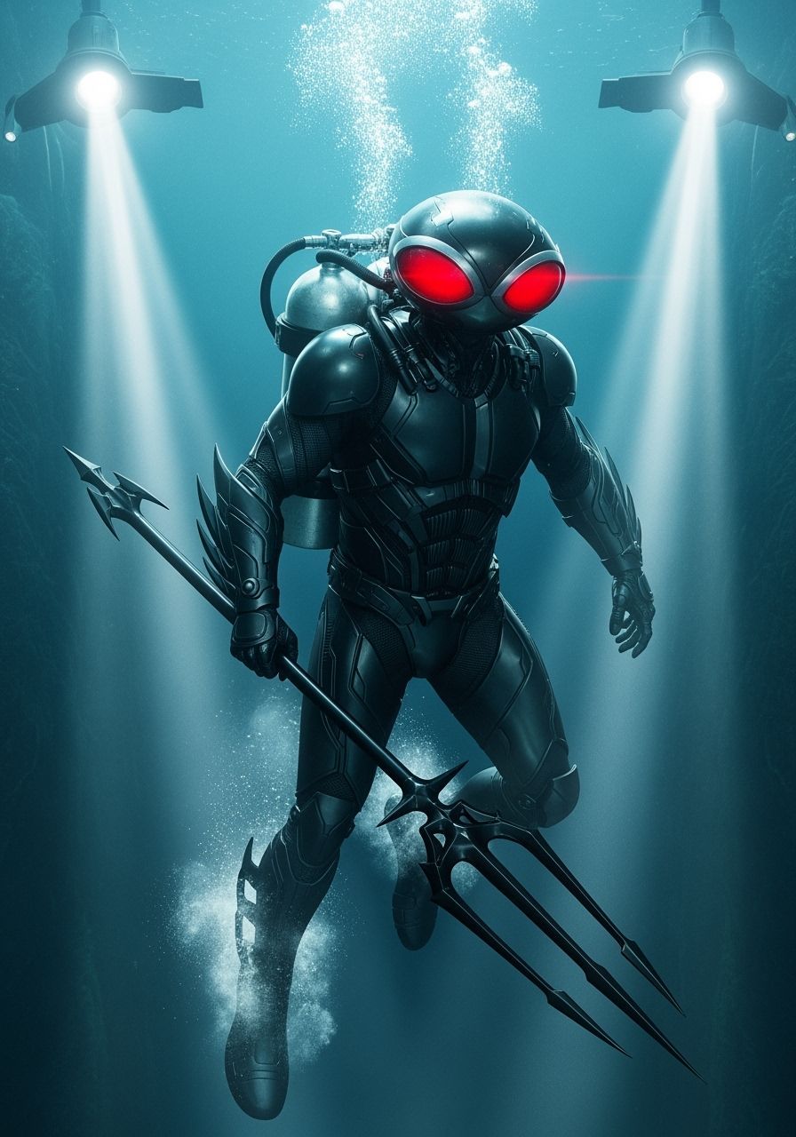 Black Manta Looms in Deep Ocean Trench