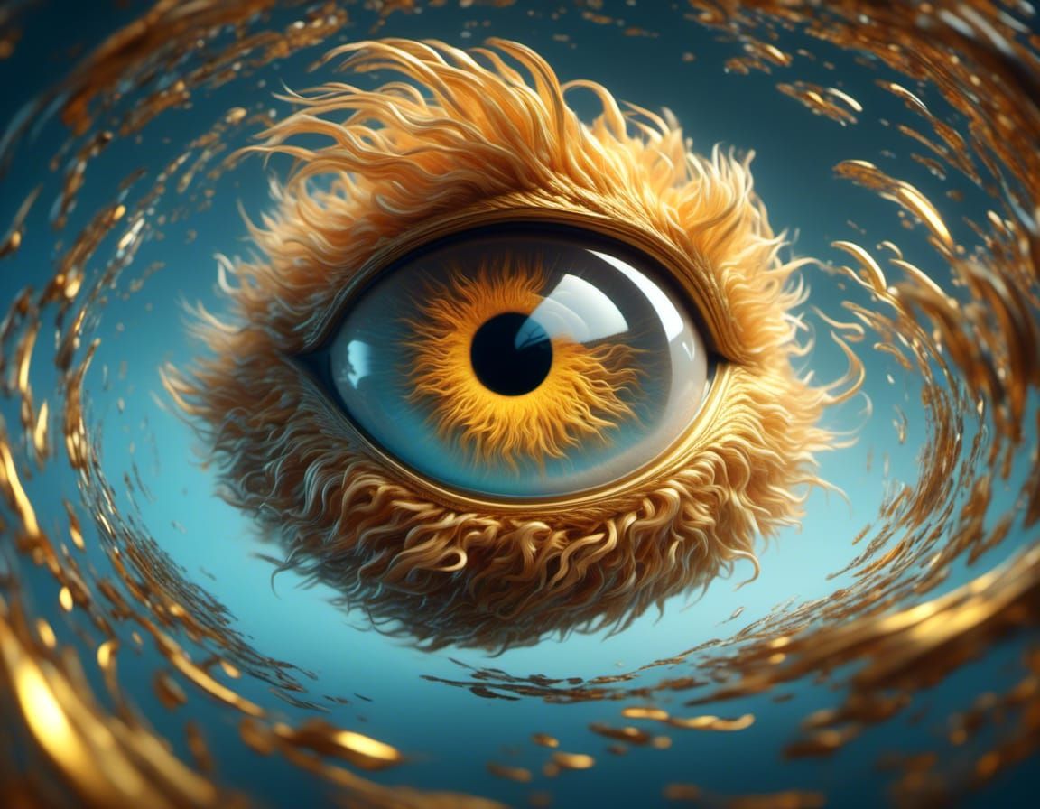Hypnotic Golden Eye Art in Matte Painting Style