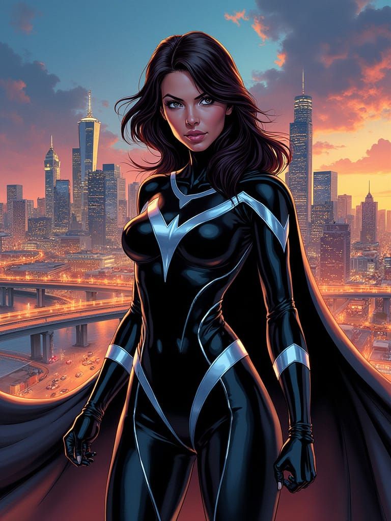 Sleek Female Superhero Dominates Houston Skyline in Bold Com...
