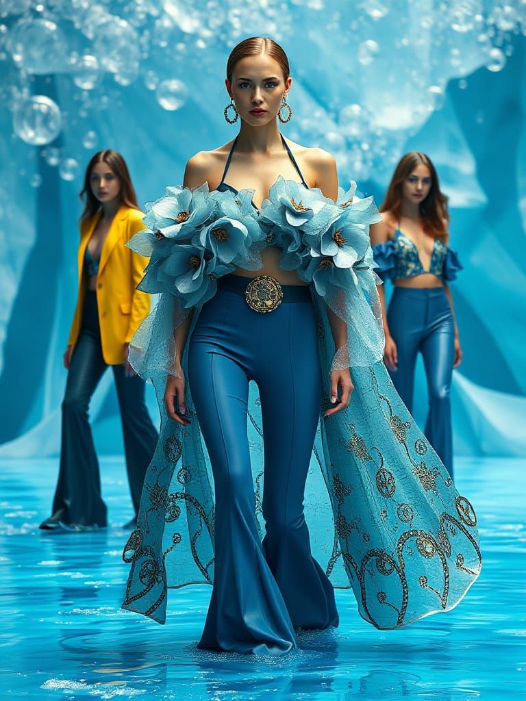 Impossibly Intricate Avant-Garde Fashion in Icy Blue
