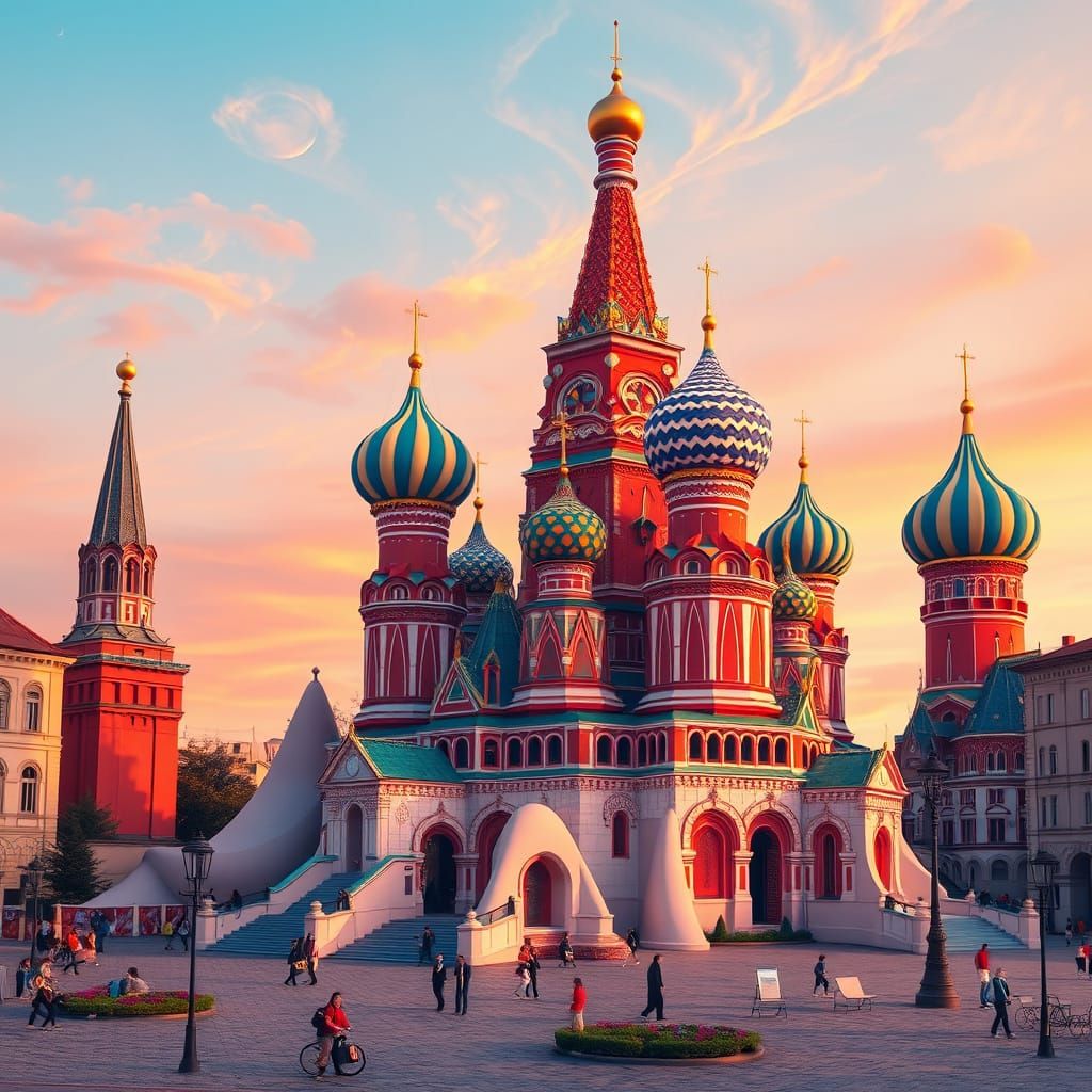Surreal Saint Basil's Cathedral in Dreamlike Style