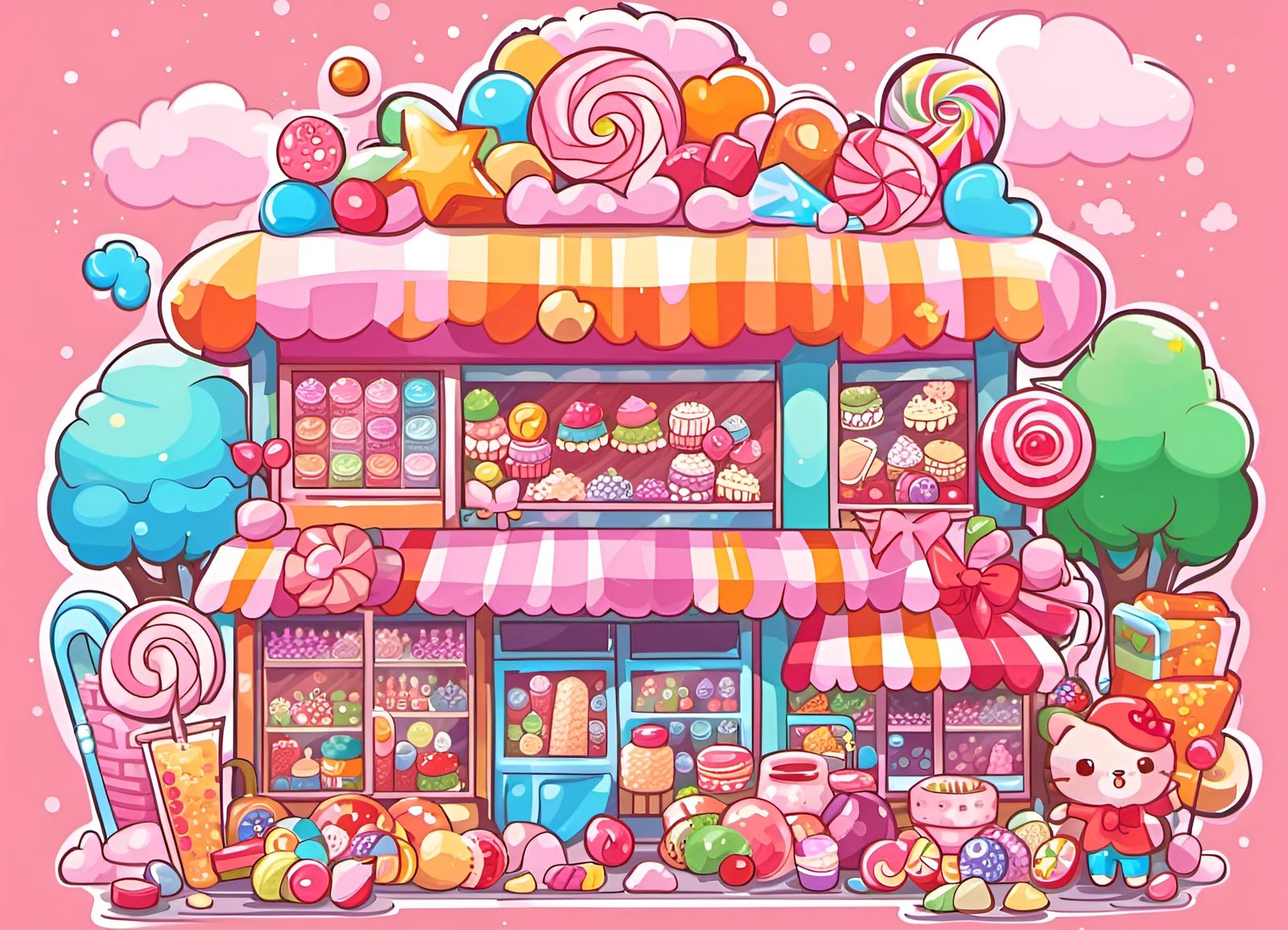 Kawaii Candy Shop: A Cute Japanese Pop Art Scene