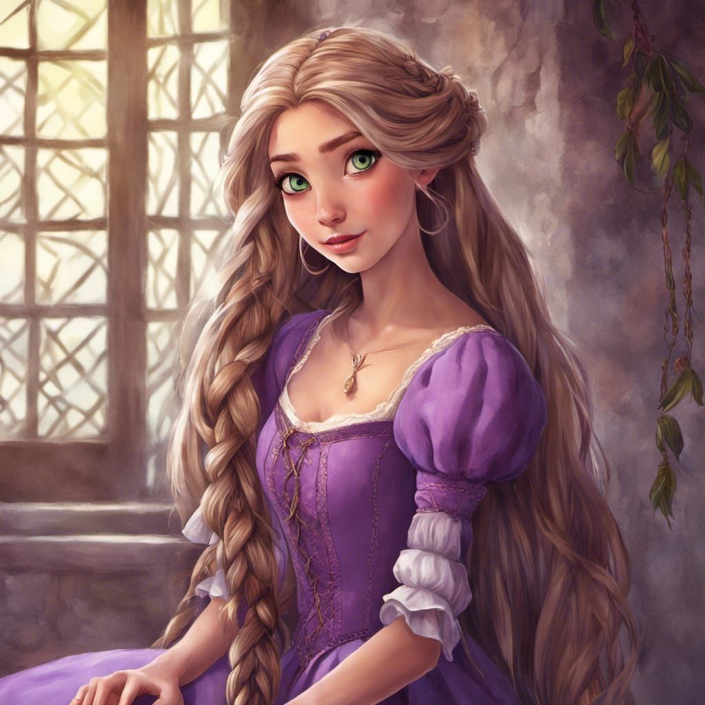 Rapunzel with Long Braid in Medieval Style