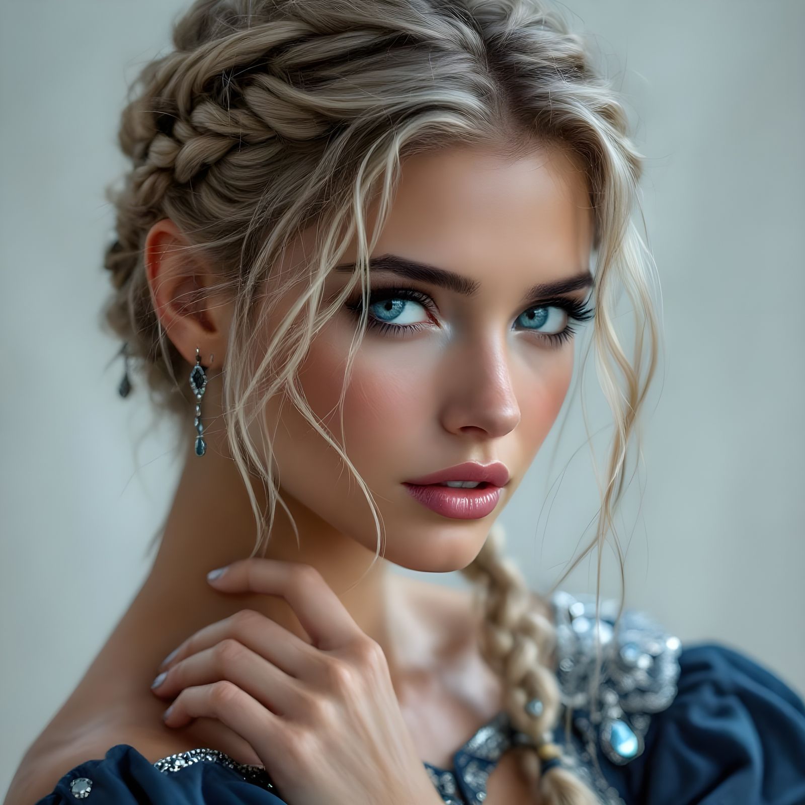 Norse Goddess Portrait With Braided Hair