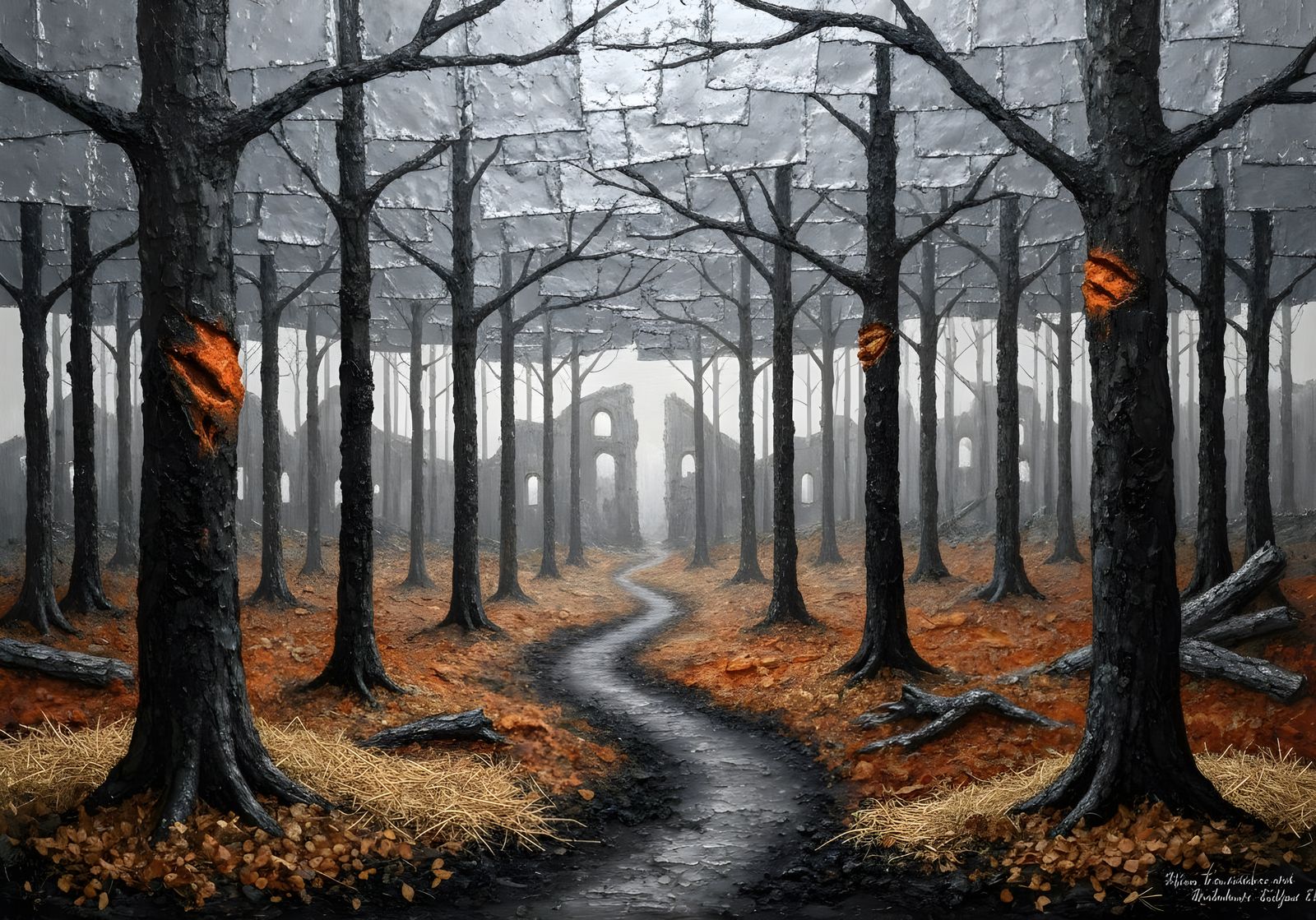 Monumental Forest Landscape as Anselm Kiefer Painting