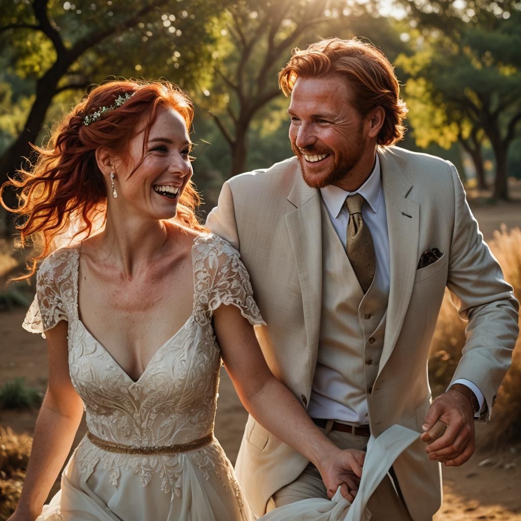 Loving Bride and Groom Portrait in Golden Light