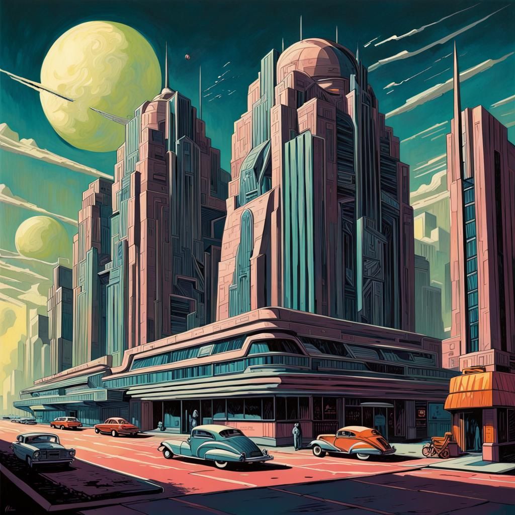 Futuristic Art Deco Marvel in Modern Style