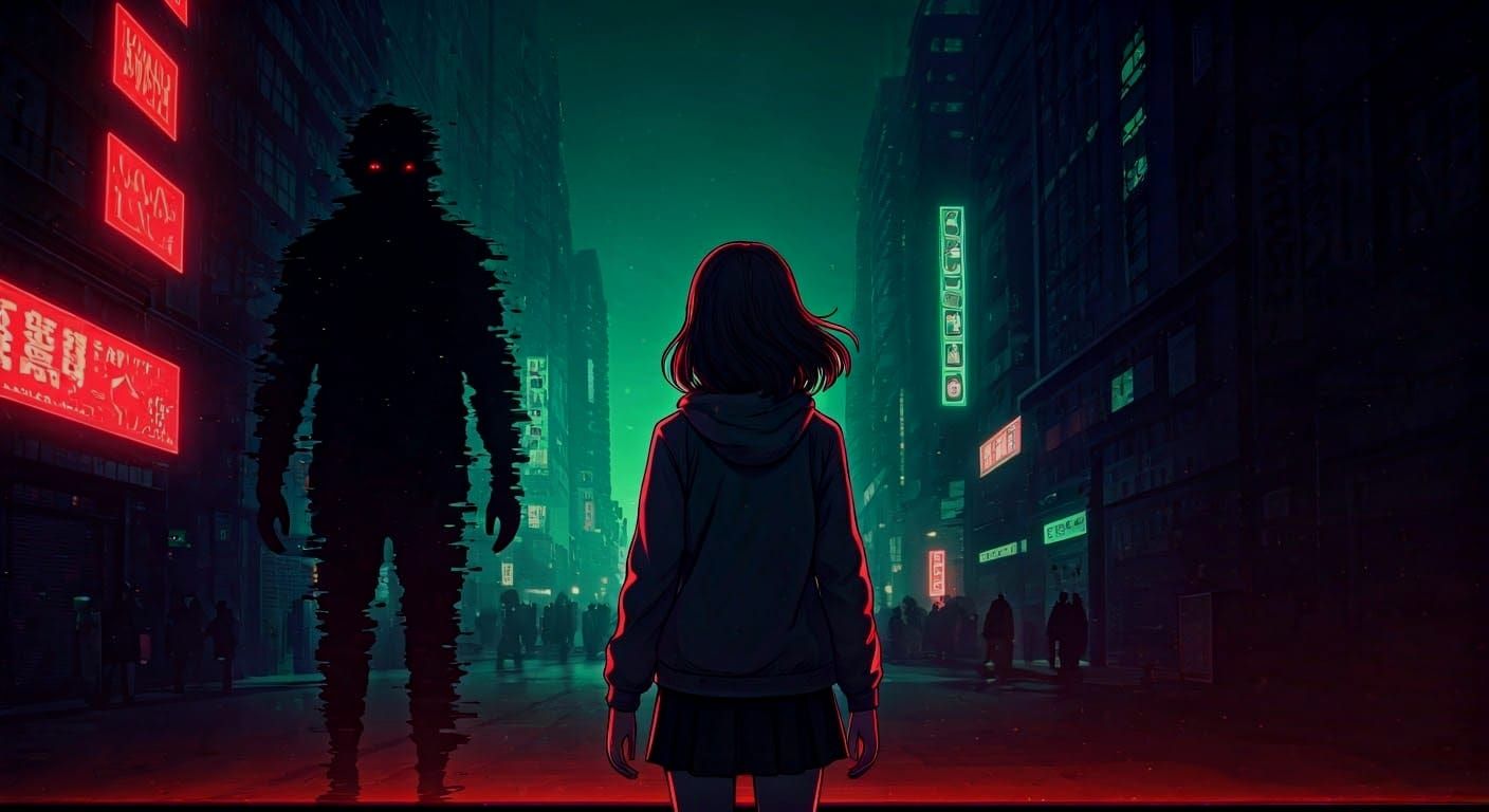 Ethereal Encounter in a Haunted Cityscape