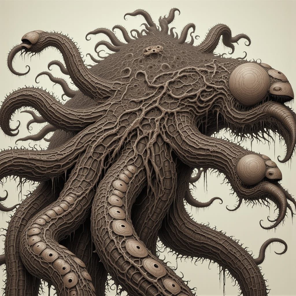 Biomechanical Jellyfish-Kaiju Merged with Space Stations