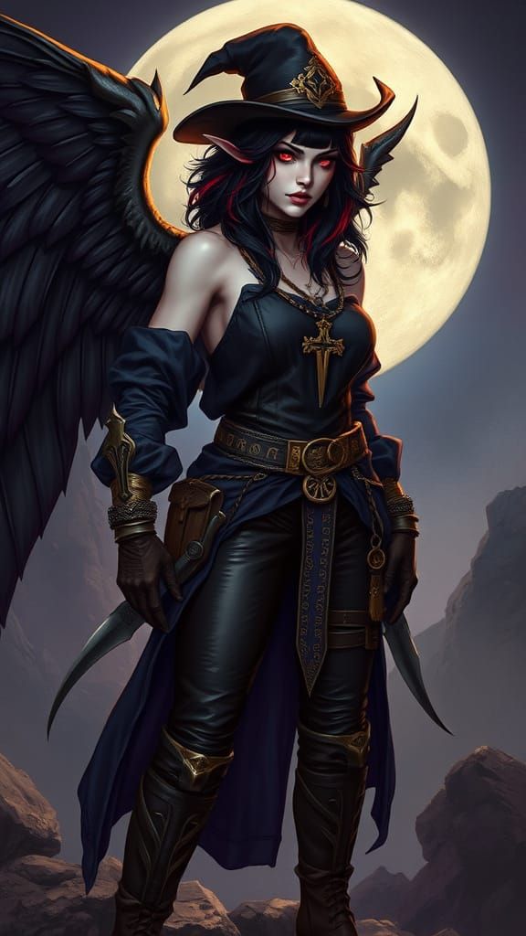 Dhampyr Contessa: Dark Presence in Hyperdetailed Style