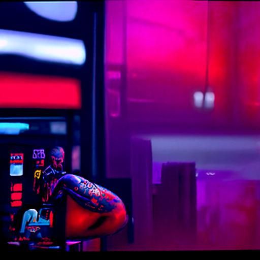Cyberpunk Tattoo Studio in Neon Style