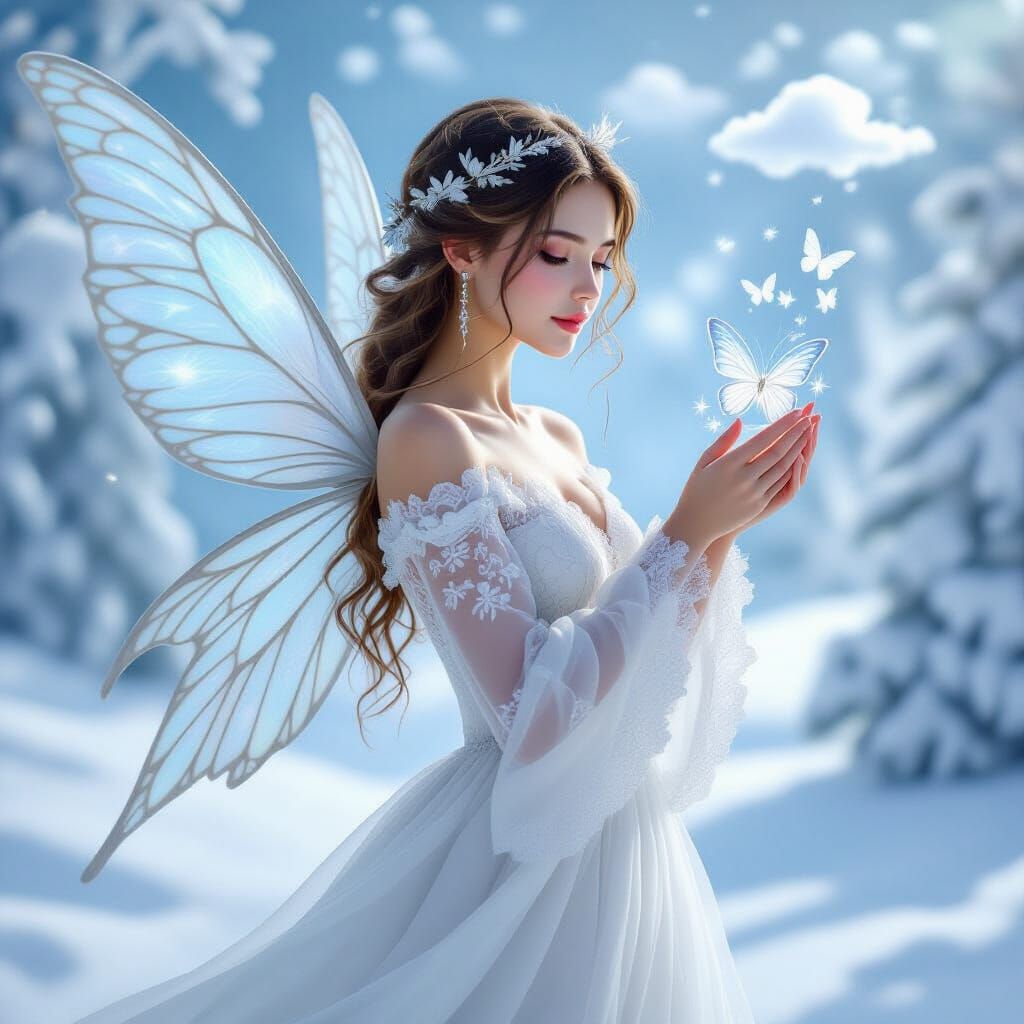 Winter Fairy with Glass Butterfly