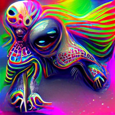 Psychedelic Alien: A Colorful Extraterrestrial Vision