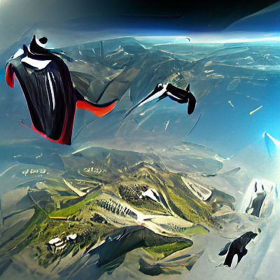 Wingsuit Flying Through Space