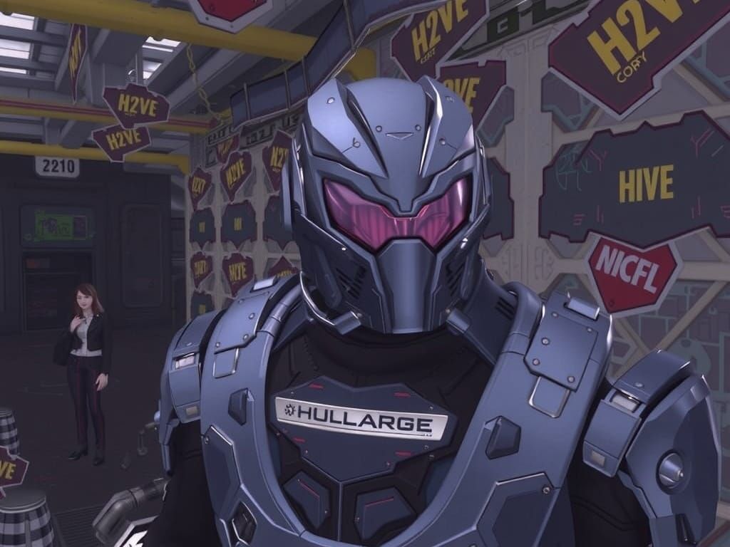 Mechanical Hive Warrior in Chrome Armor