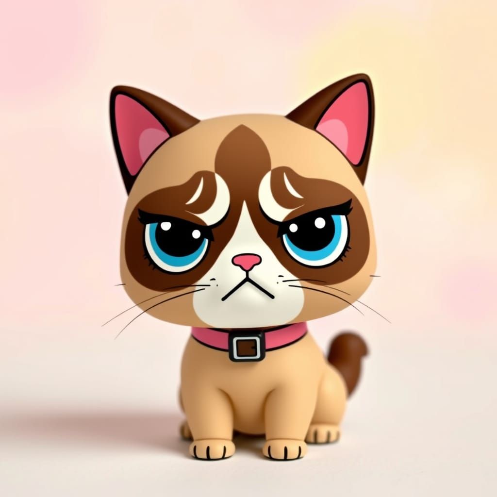 Grumpy Cat Littlest Pet Shop Figure in Pop Art Style
