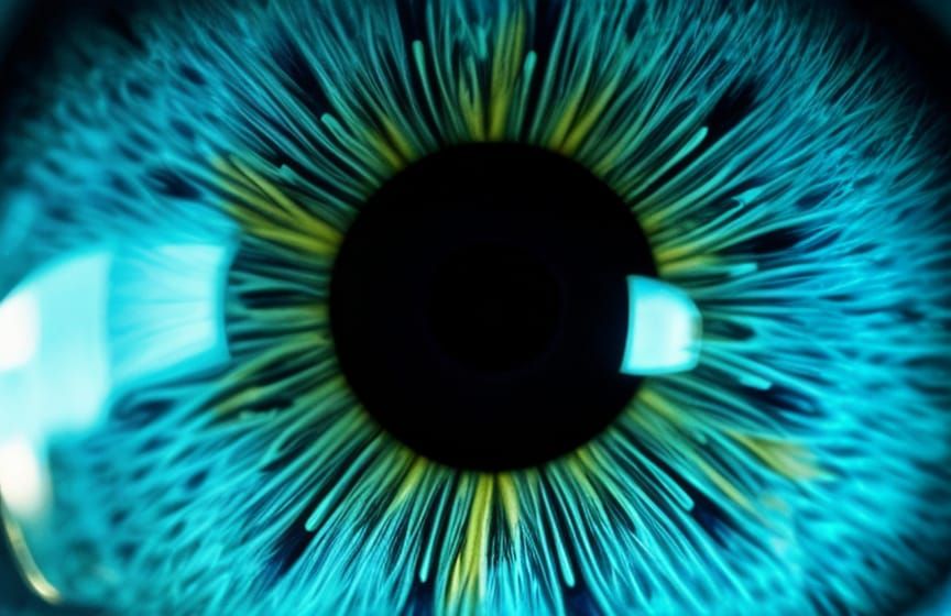 Vivid Blue-Green Iris Macro