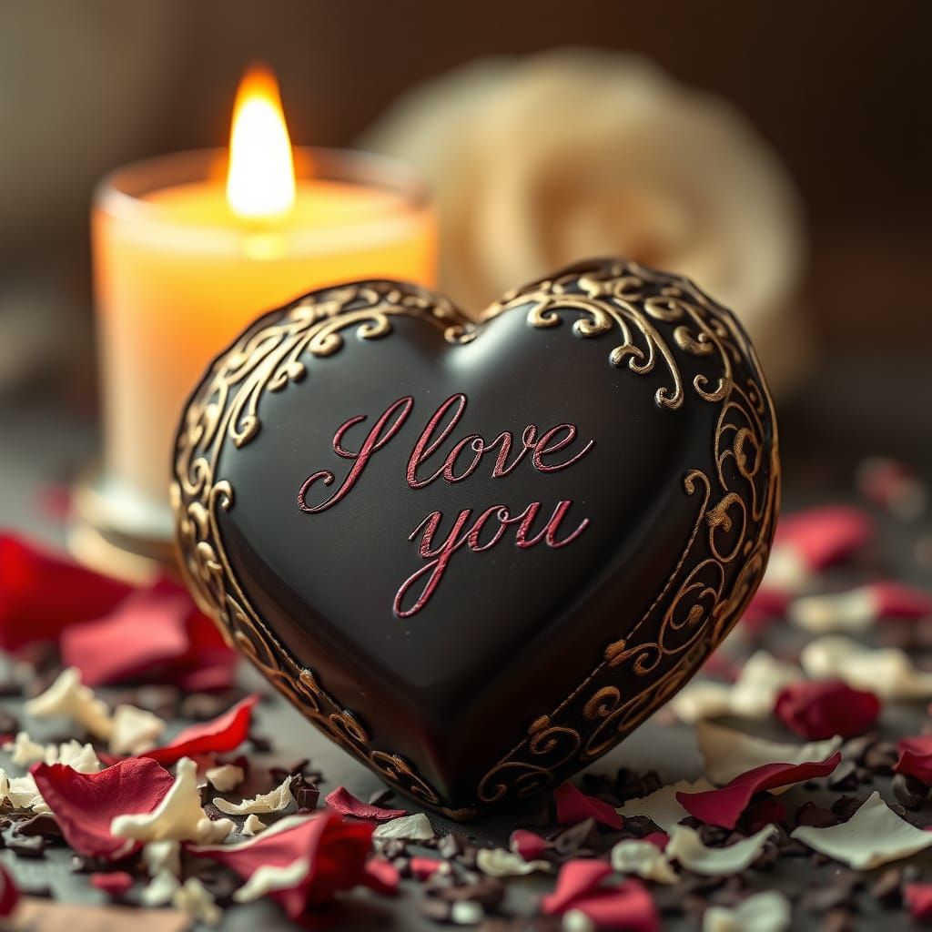 Exquisite Victorian-Style Chocolate Heart in Candlelight