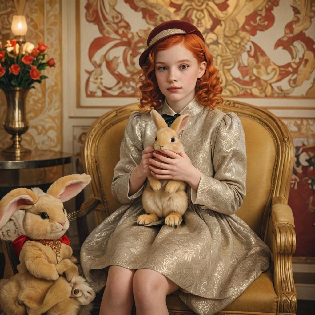 Magical Realism Art Deco Magician with Girl