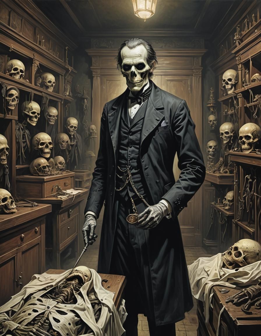 Victorian Morgue Embalmer in Gothic Horror Style