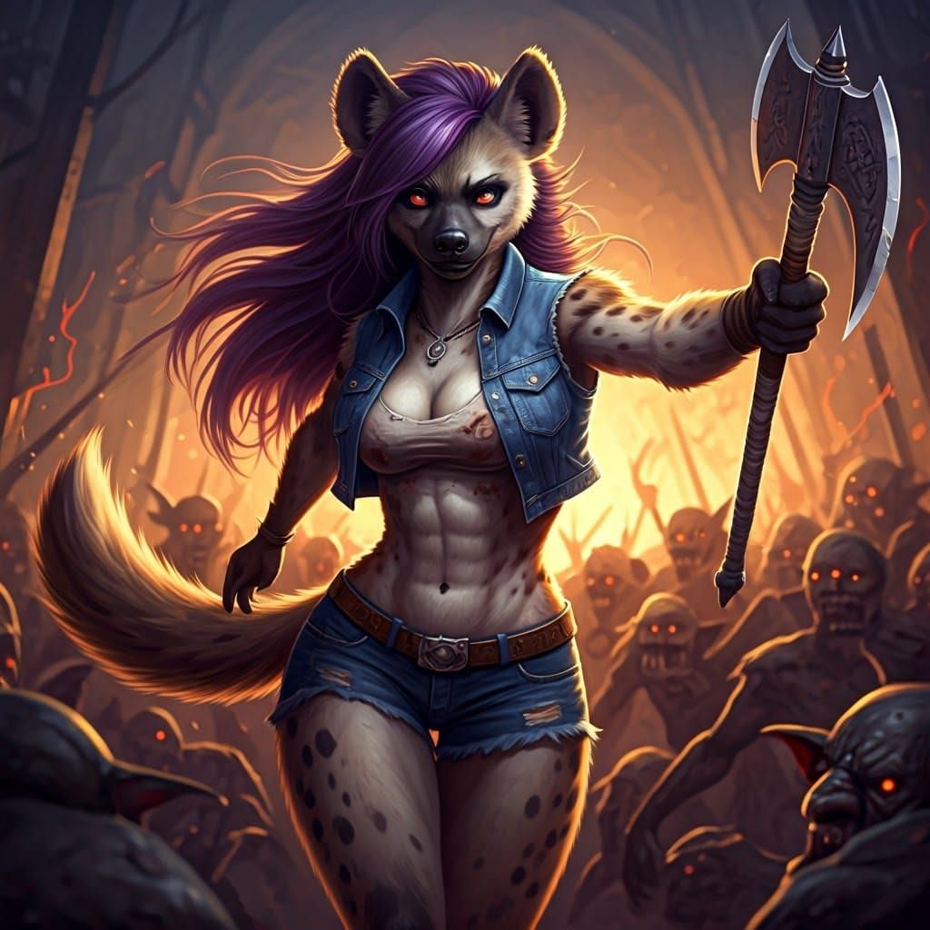 Majestic Hyena Warrior in Epic Battle