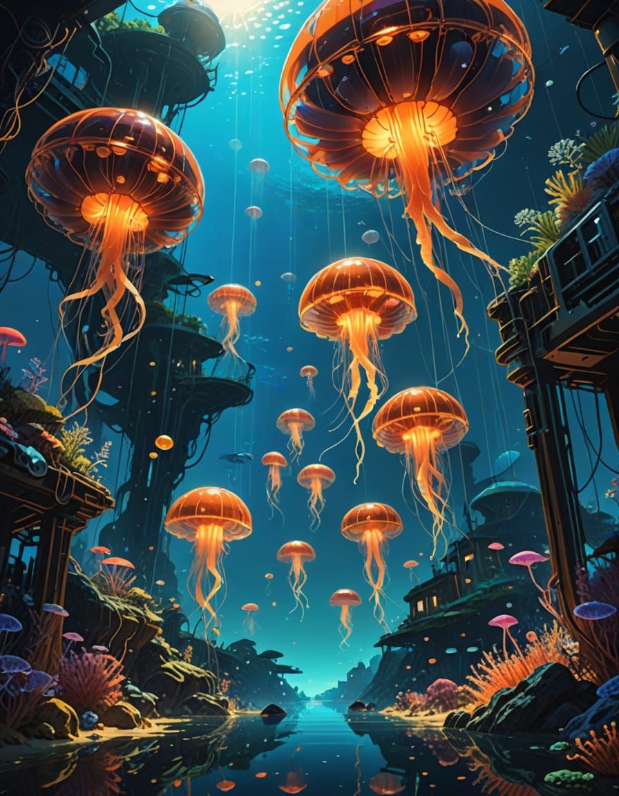 Solarpunk Utopia Underwater: A Futuristic, Whimsical Haven