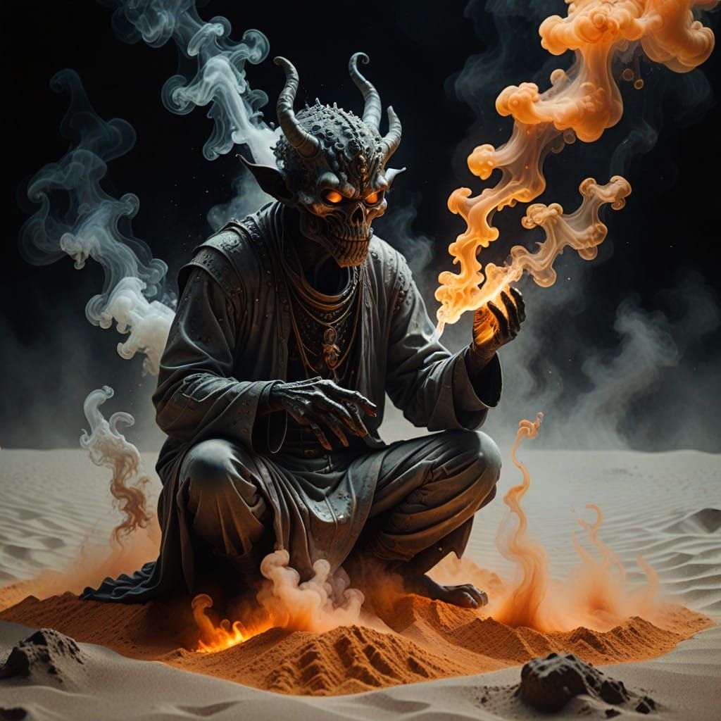 Glowing Steam Demon Emanates from a Man's Hand in a Holograp...