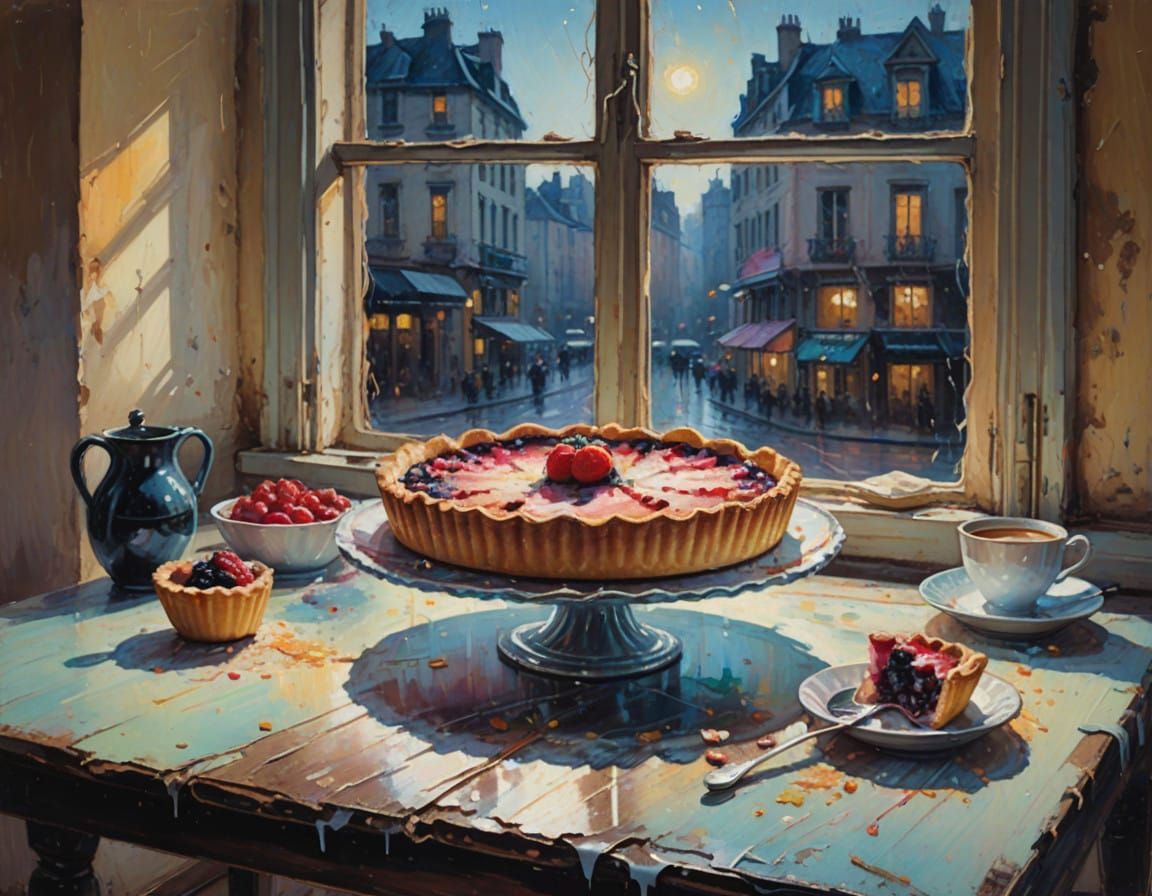 Neo-Impressionist Tart in Whimsical Setting