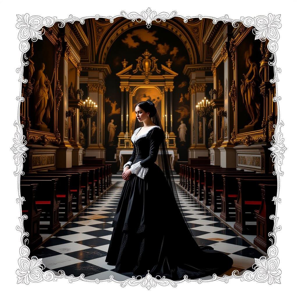 Mourning Woman in Baroque Italian Chapel