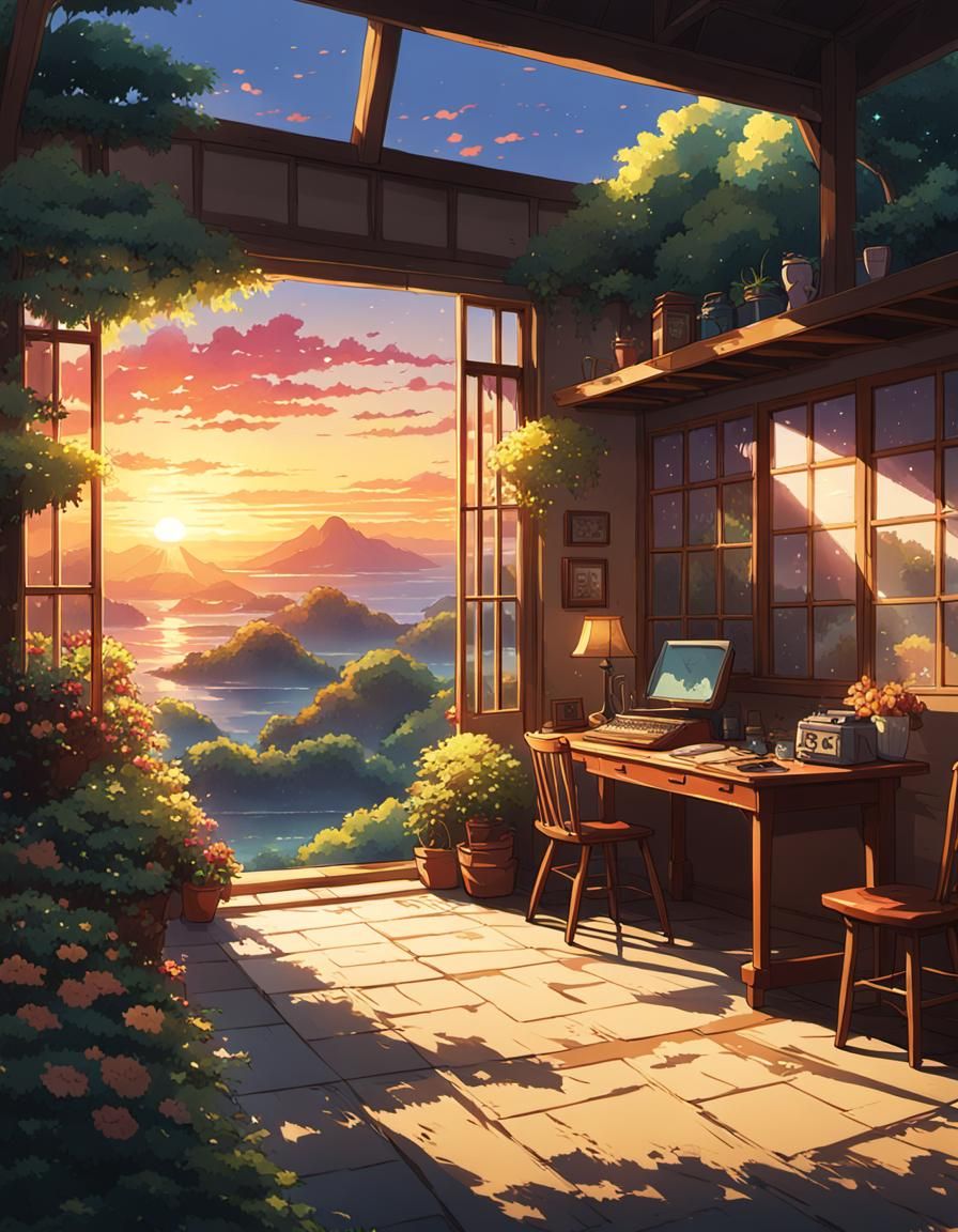 Sunset Shimmer in Studio Ghibli Anime Style