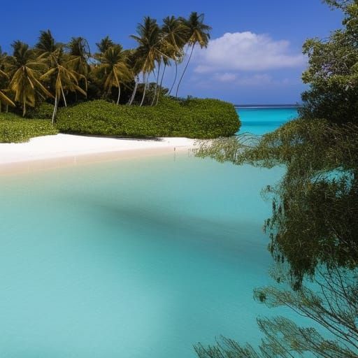 Woman on a Tropical Beach in the Maldives