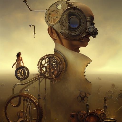 Max Planck Theory: Surreal Steampunk Portrait