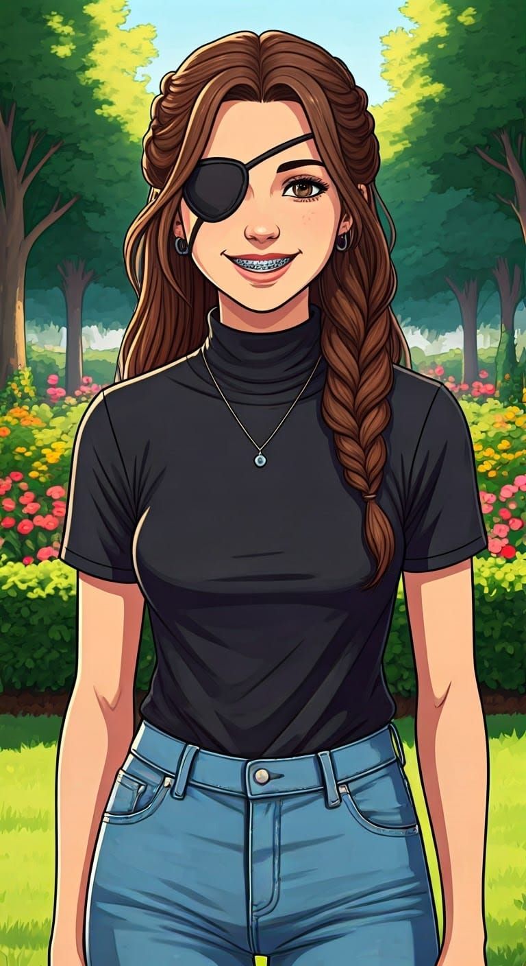 Vibrant Young Woman in Whimsical Park Setting