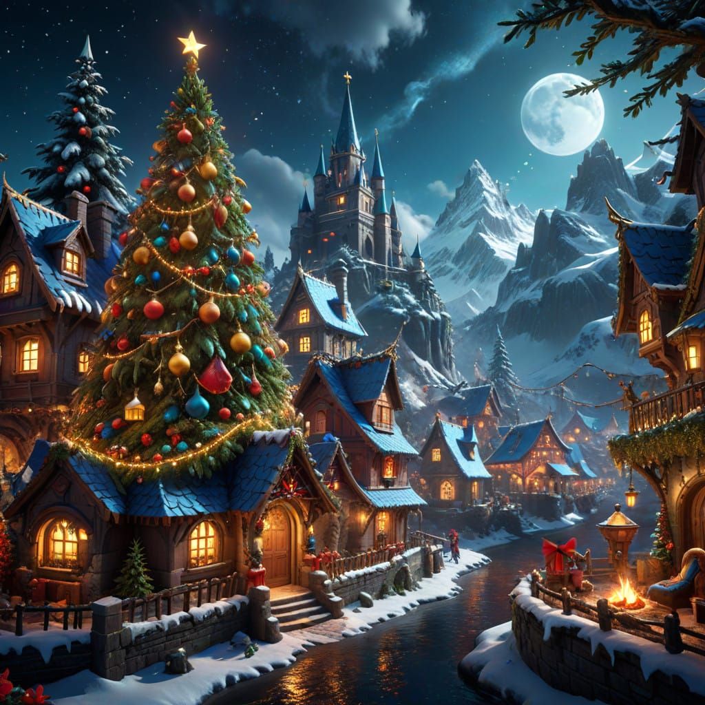 Joyful Winter Wonderland Scene in Vibrant Color