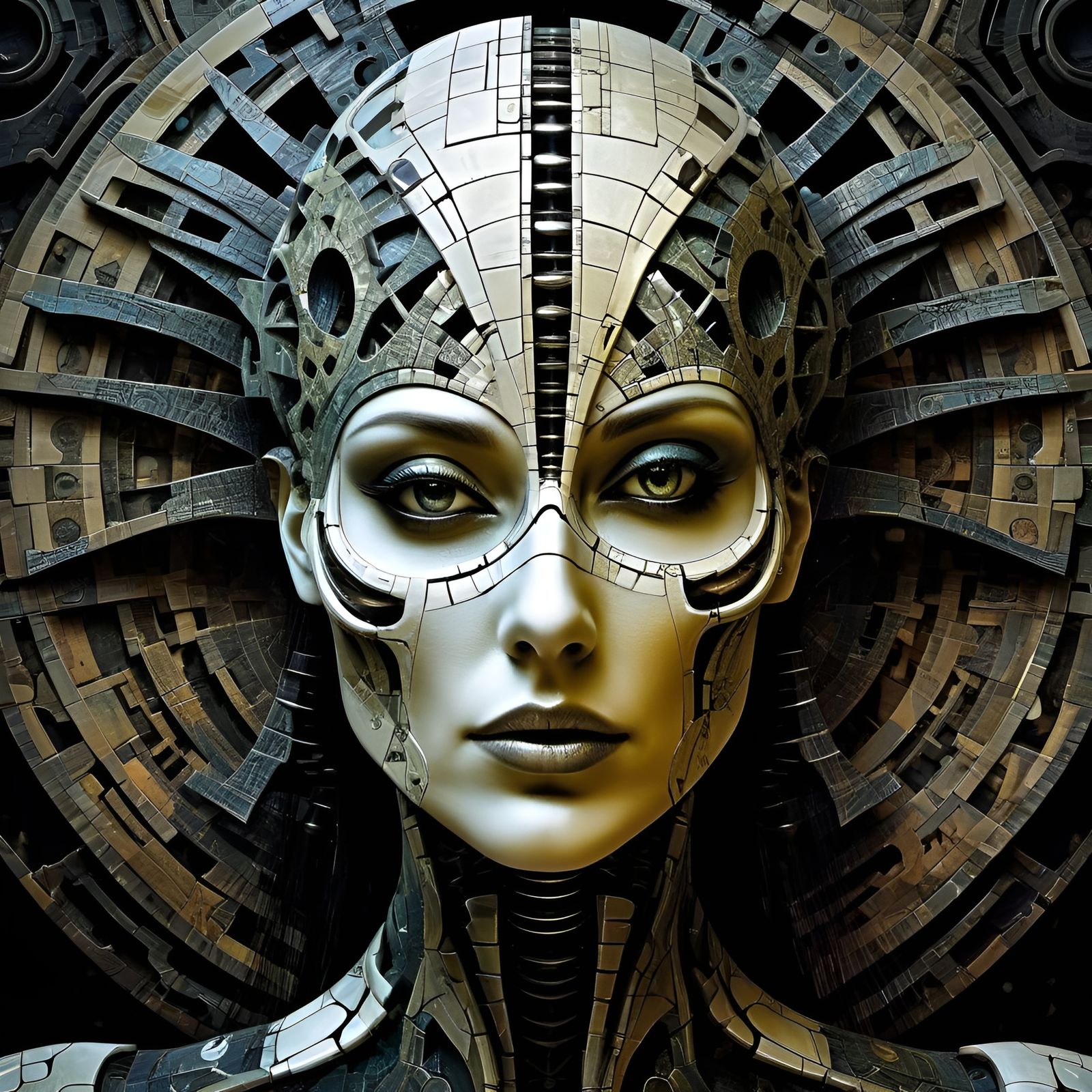 Fragmented Puzzle Girl in Surreal Digital Collage