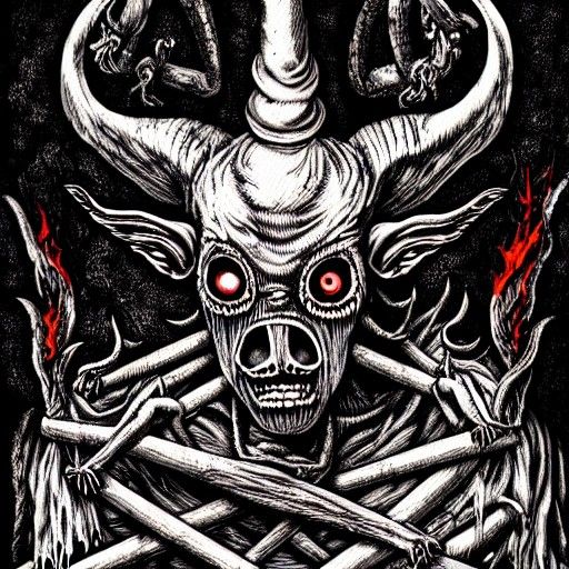 Creepy Horror Image of Baphomet in Gorey Detail