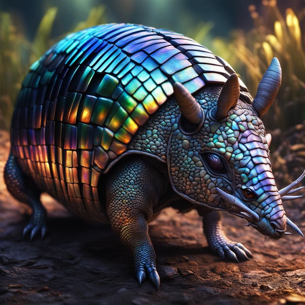 Iridescent Armadillo with Intricate Details