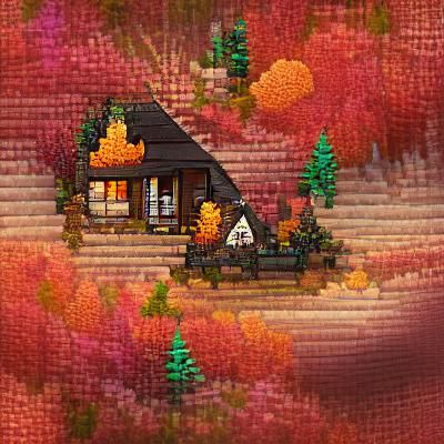 Cozy Autumn Cottage in Forest Landscape