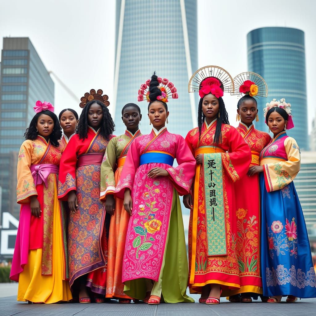 Black Women in Hanbok Attire Strut Catwalk in Seoul