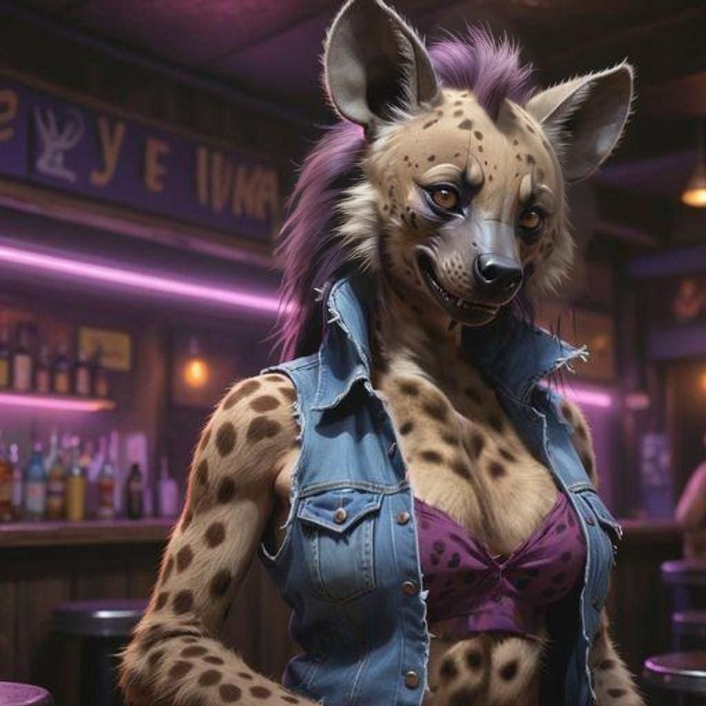 Furry She-Hyena Dancer in a Dive-Bar
