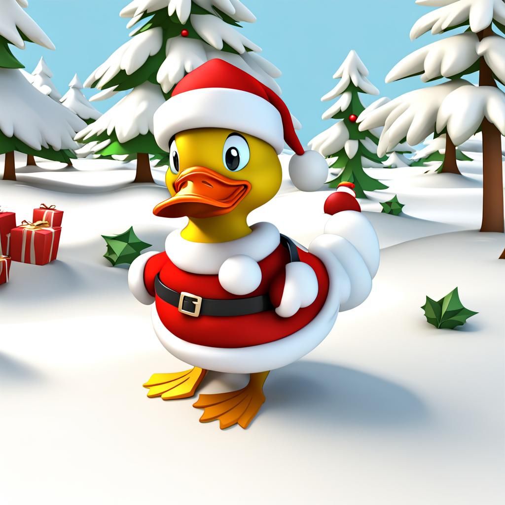Festive Christmas Duck in 3D