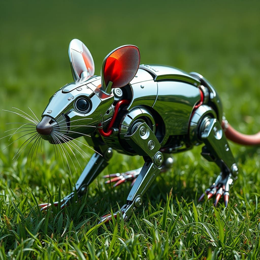 Futuristic Robot Rat in Chrome: A Digital Art Piece