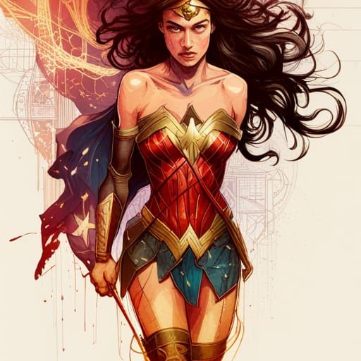 Wonder Woman Digital Painting with Luminous Colors