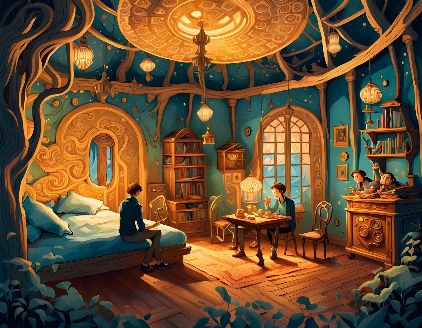 Whimsical Couple in Enchanted Realism