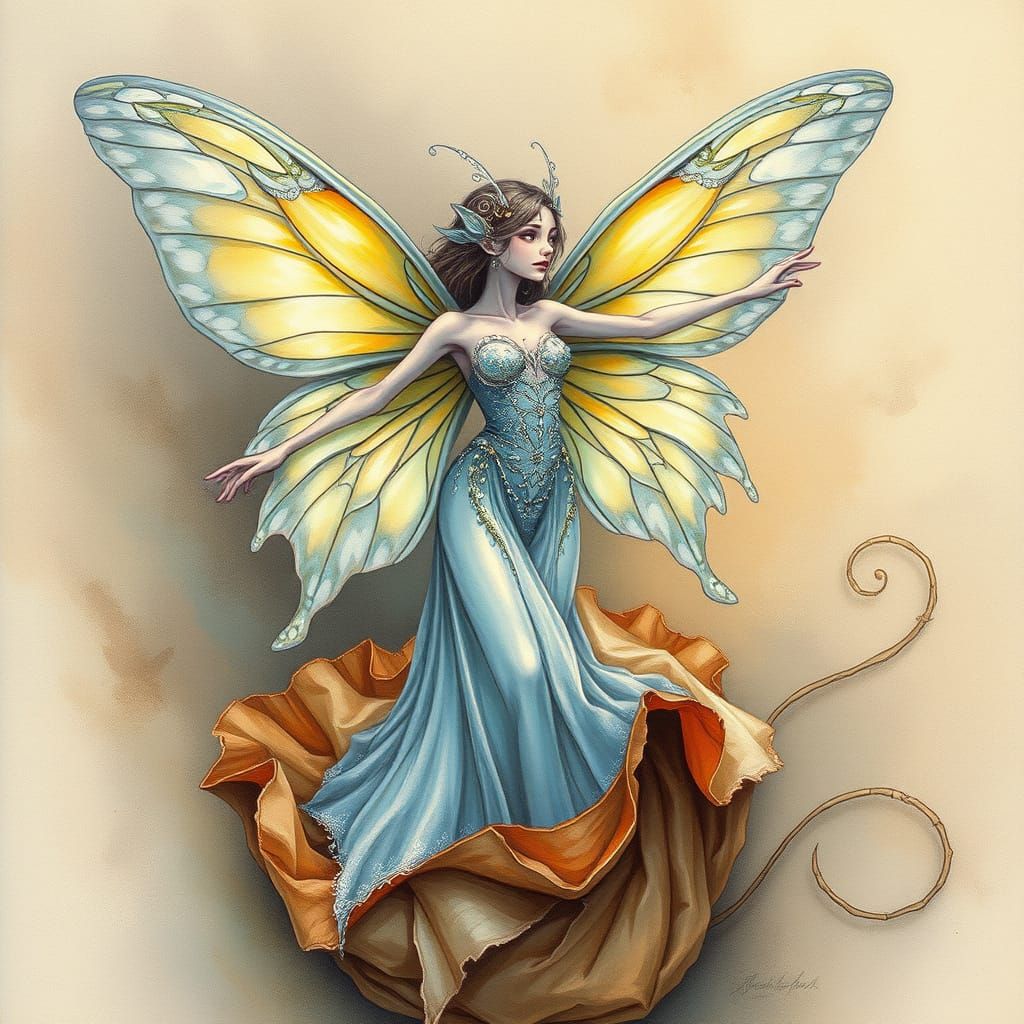 Ethereal Moonlit Goddess in Whimsical Cocoon Scene